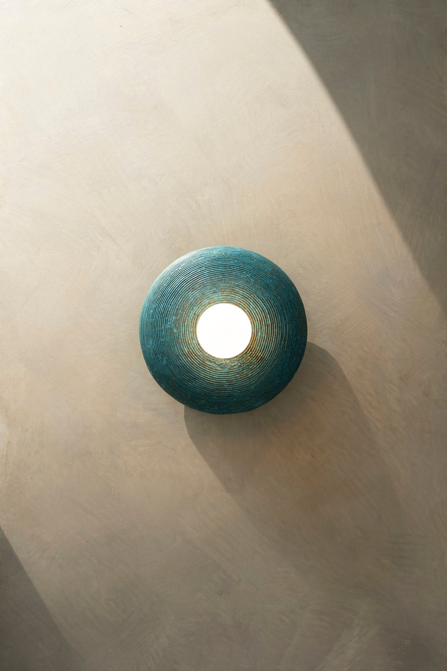 CONVEX SCONCE - COILED RICE HUSK BLUE