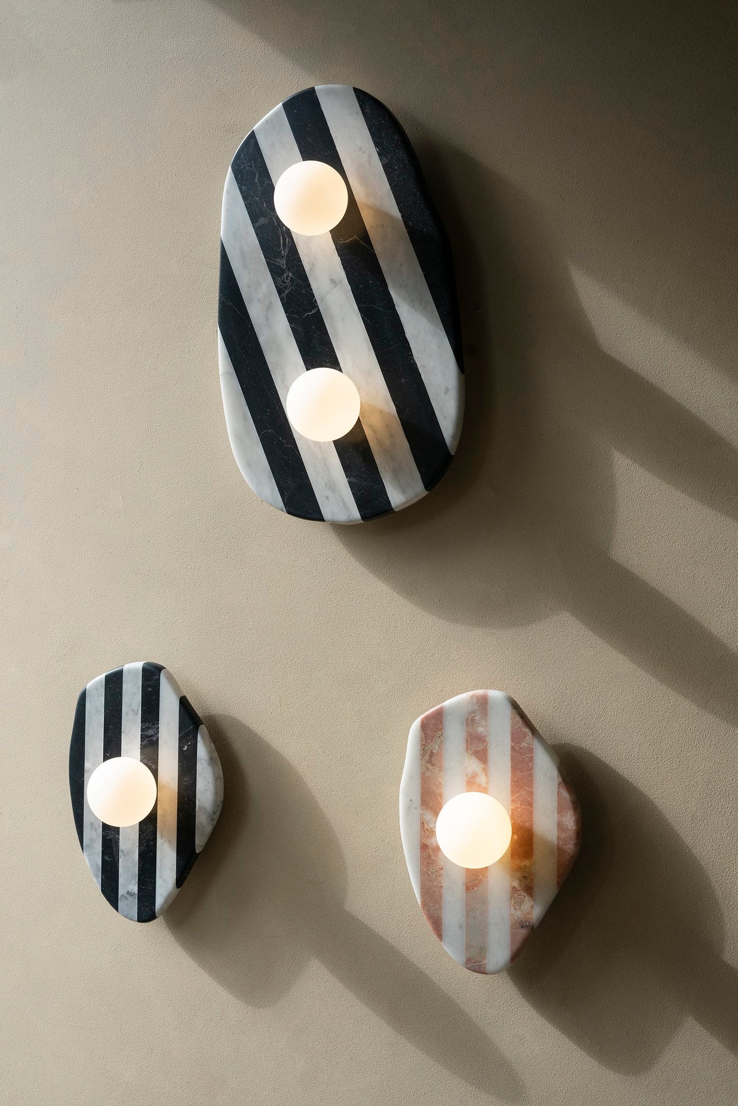 Blob Sconce Double Bulb - Black + White Striped