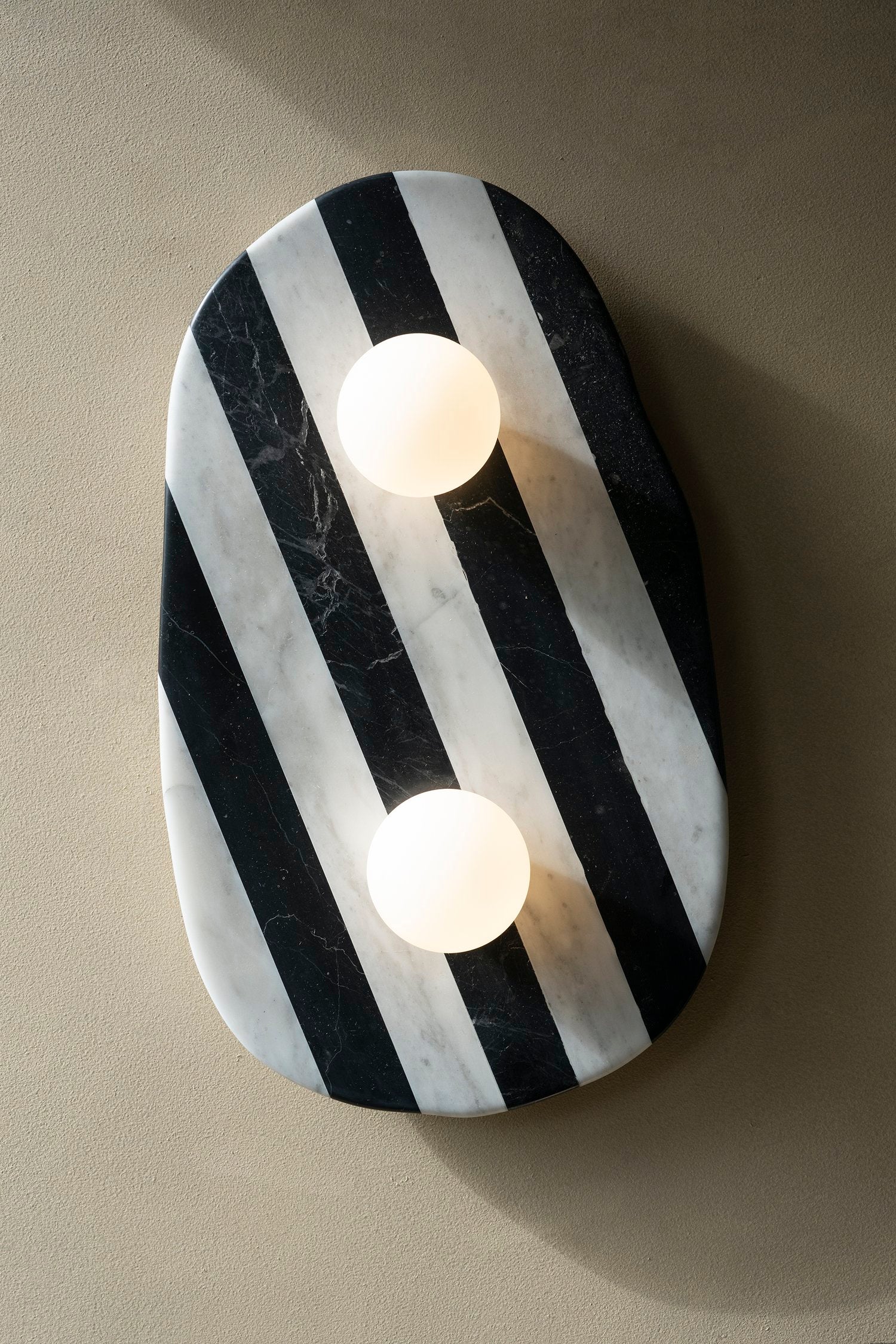 Blob Sconce Double Bulb - Black + White Striped