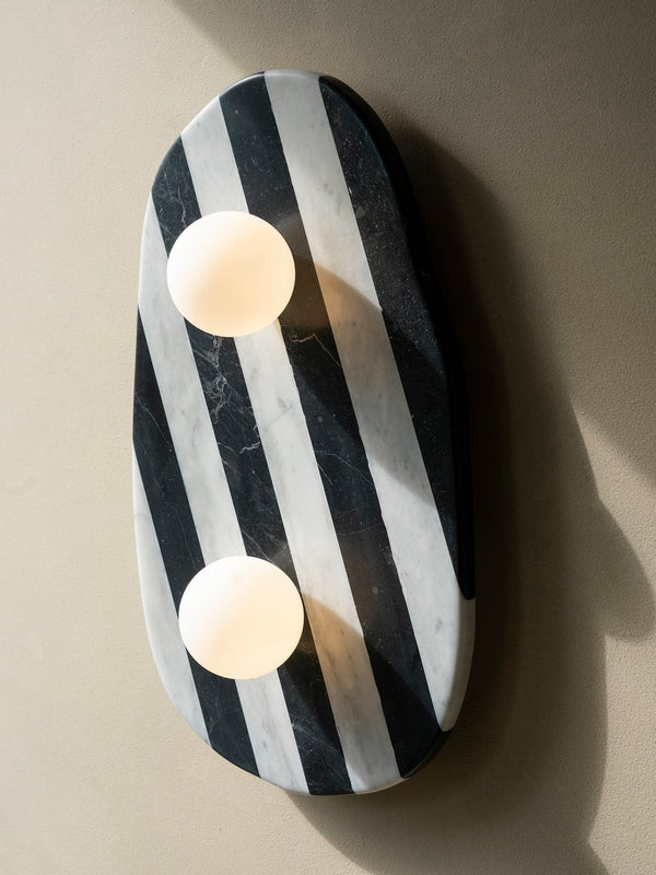 Blob Sconce Double Bulb - Black + White Striped