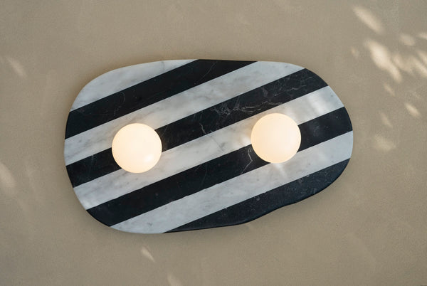 Blob Sconce Double Bulb - Black + White Striped