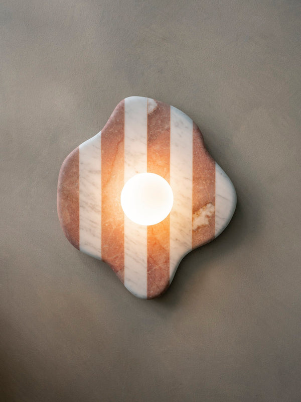 Blob Sconce #2 - Pink + White Striped