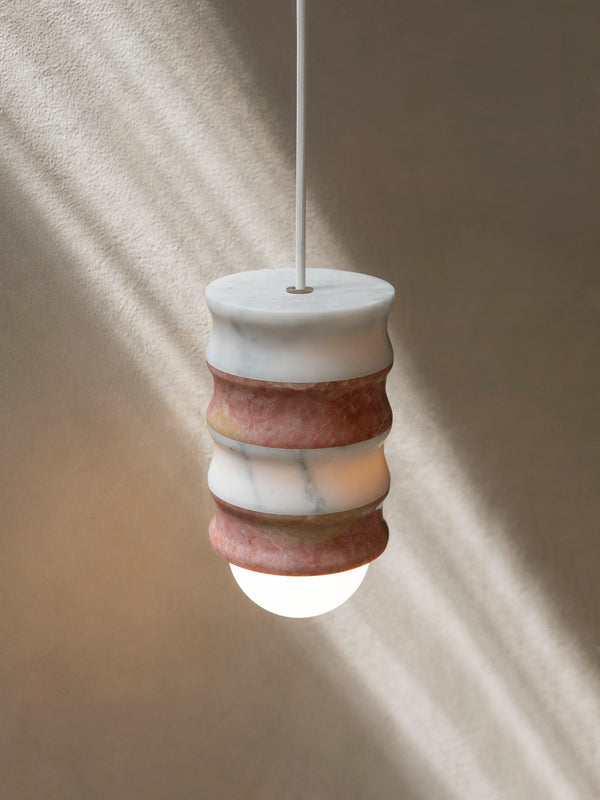 FLUTED PENDANT - PINK + WHITE