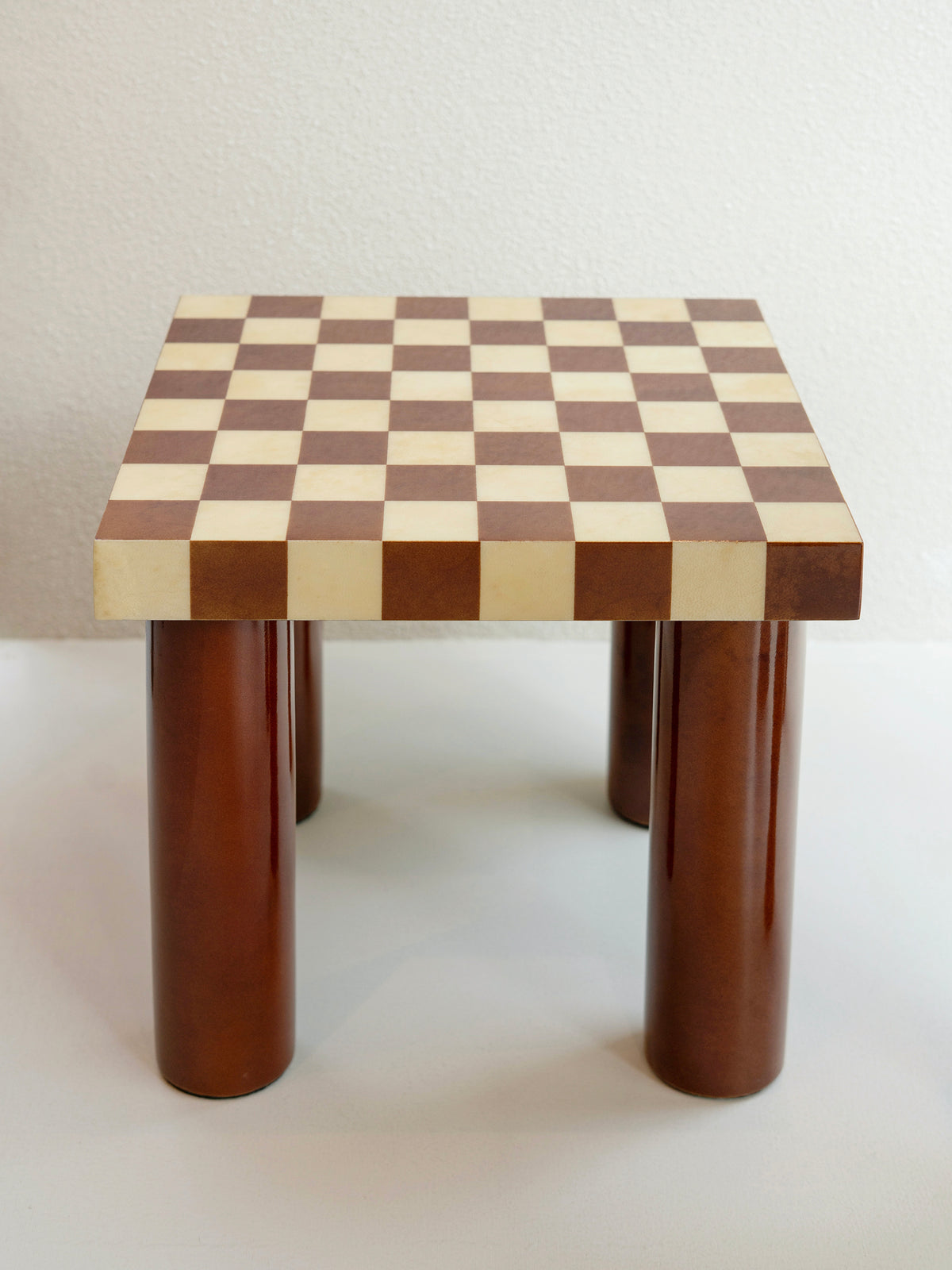 Checker Inlay Side Table Checker Side Table - Rust + Cream