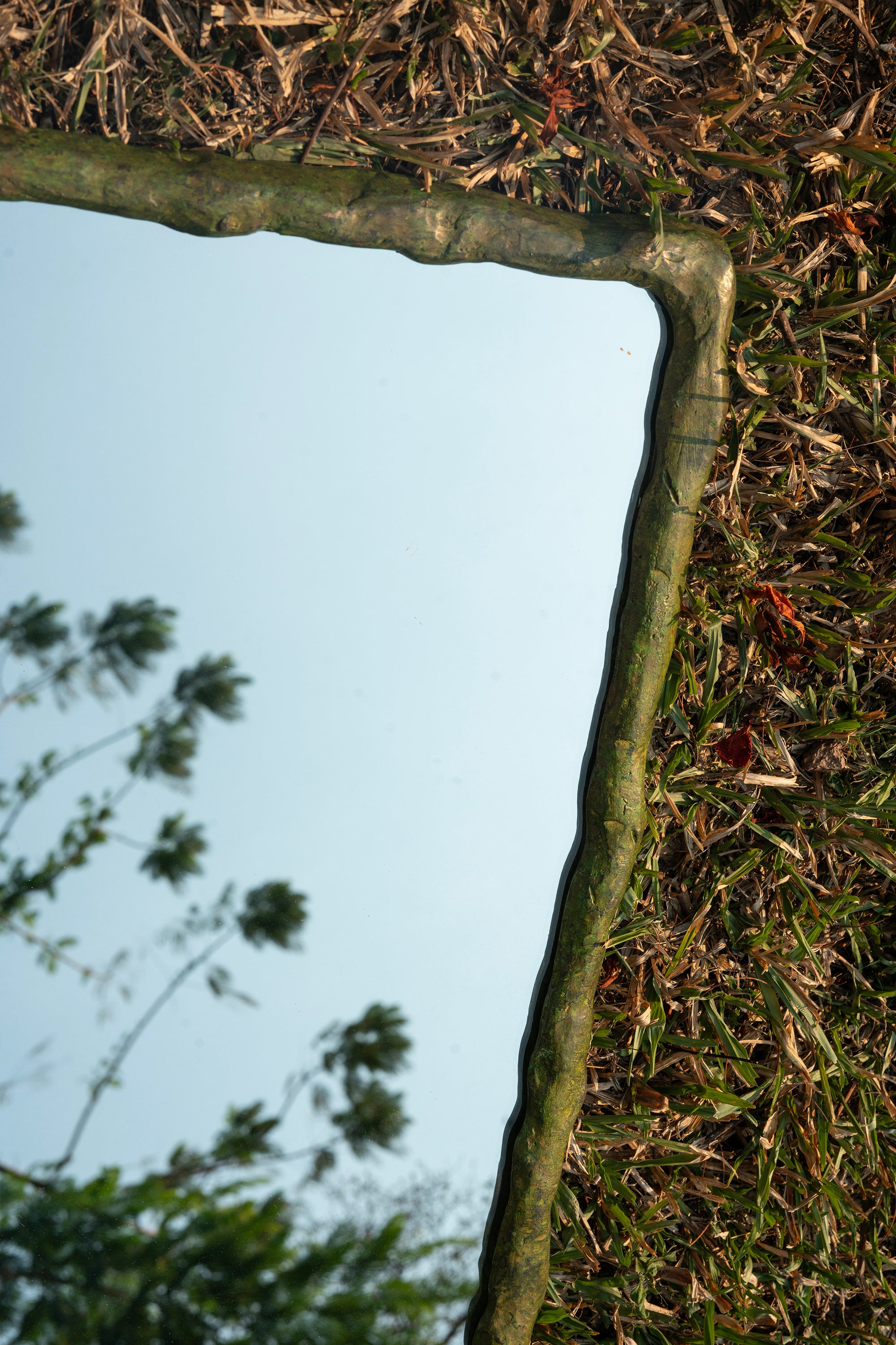 Suthep Mirror - Aged Green Cast Brass