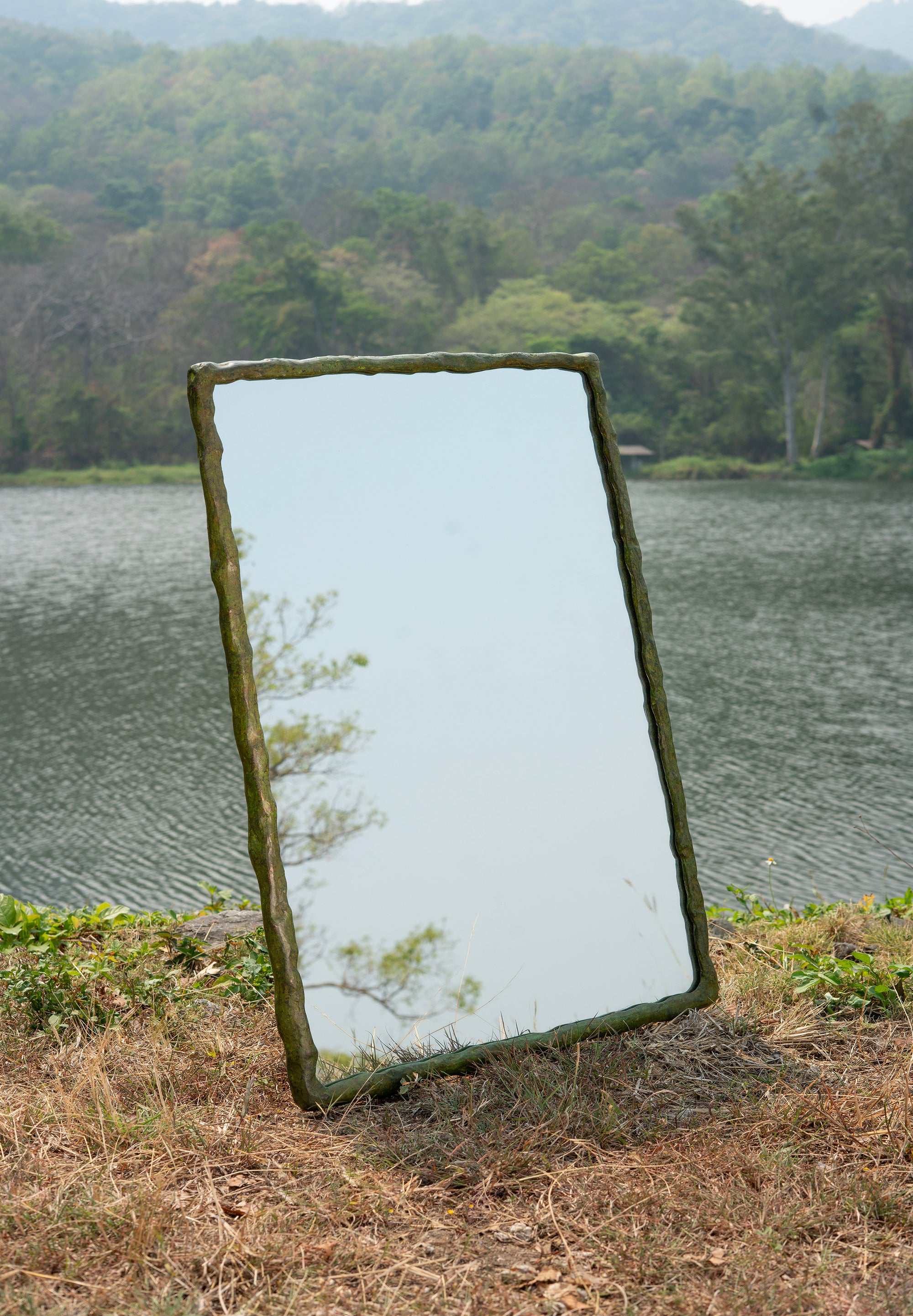 Suthep Mirror - Aged Green Cast Brass
