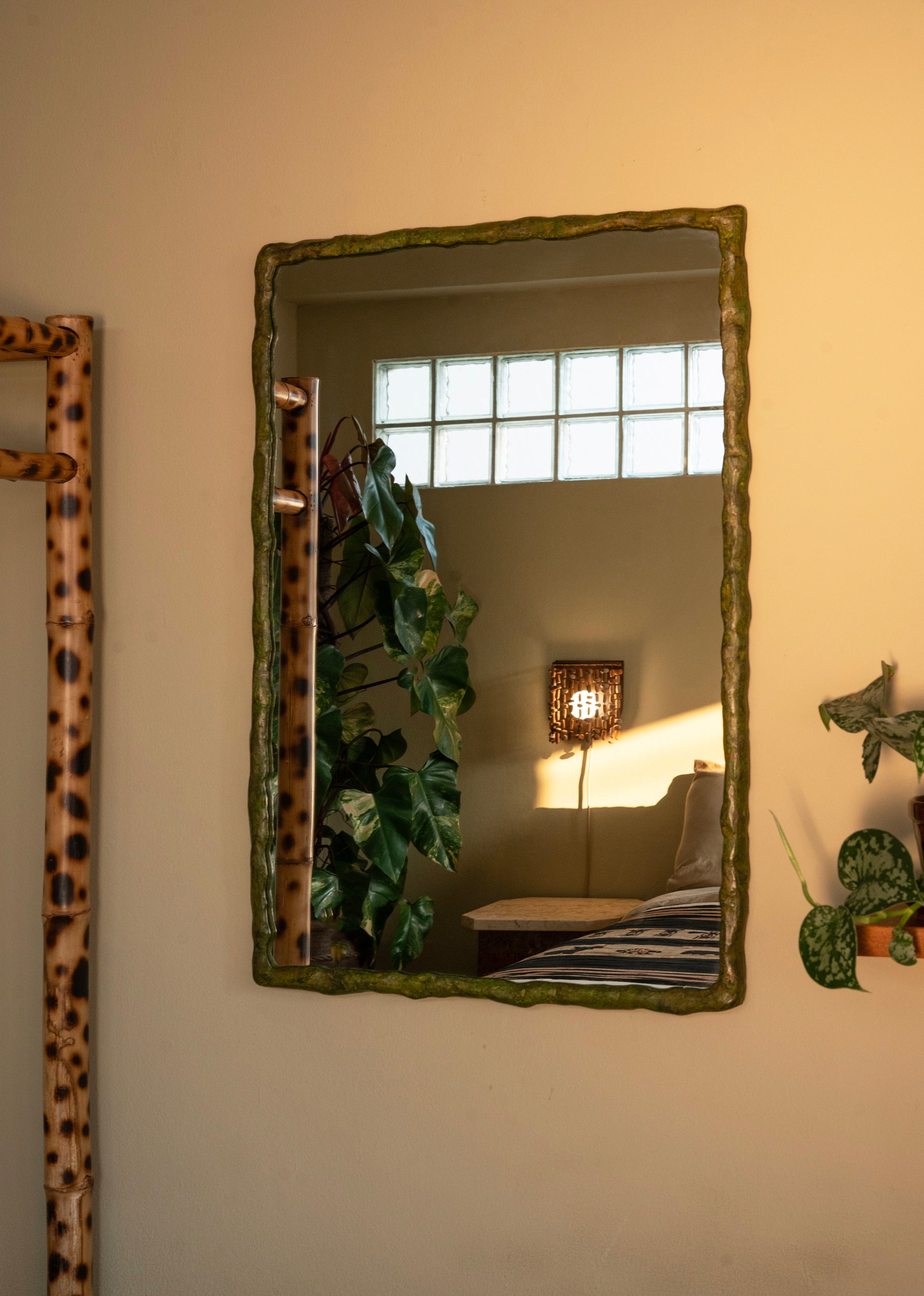 Suthep Mirror - Aged Green Cast Brass