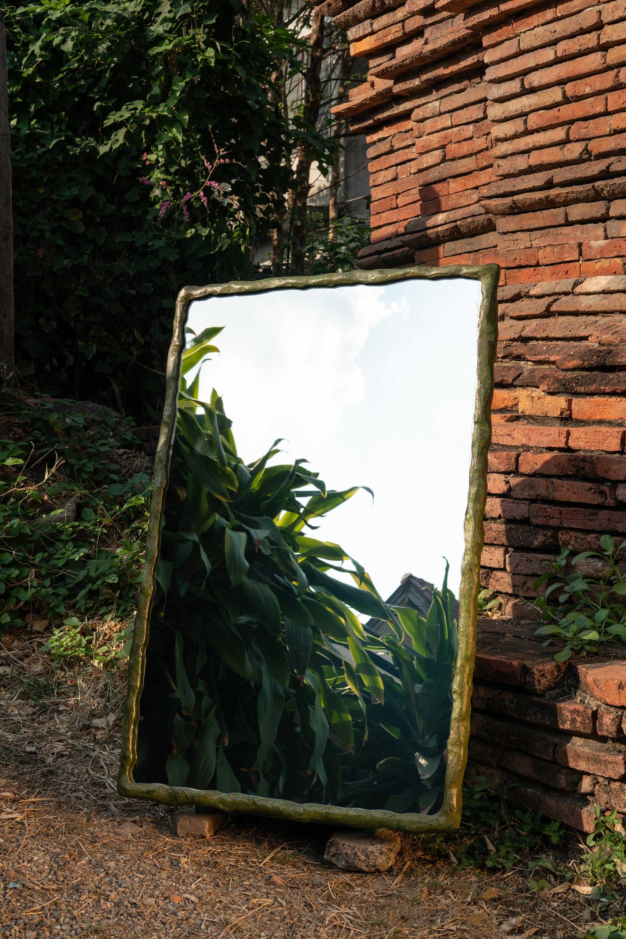 Suthep Mirror - Aged Green Cast Brass