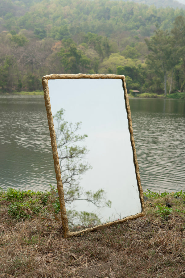 Suthep Mirror - Raw Polished Cast Brass