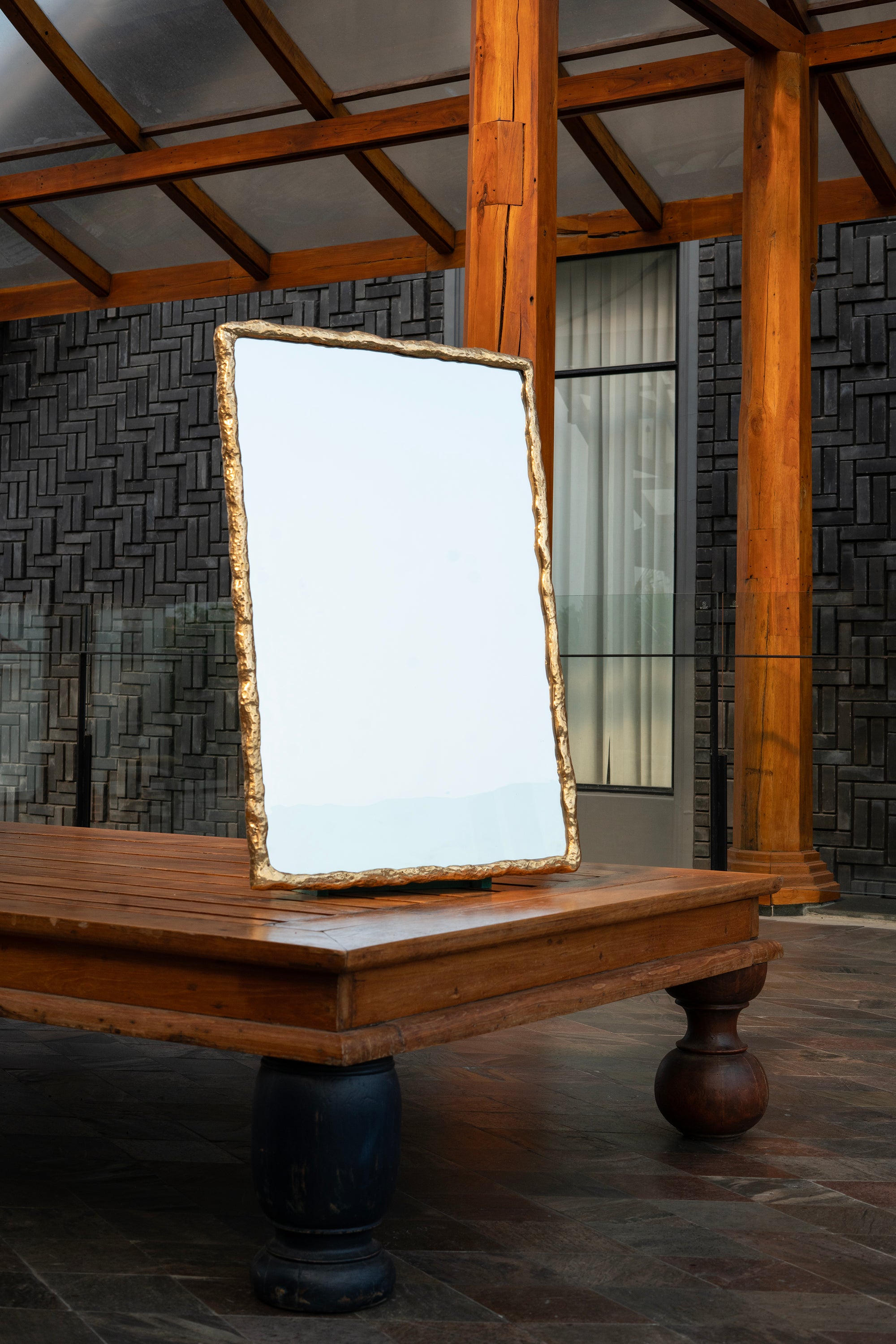 Suthep Mirror - Raw Polished Cast Brass